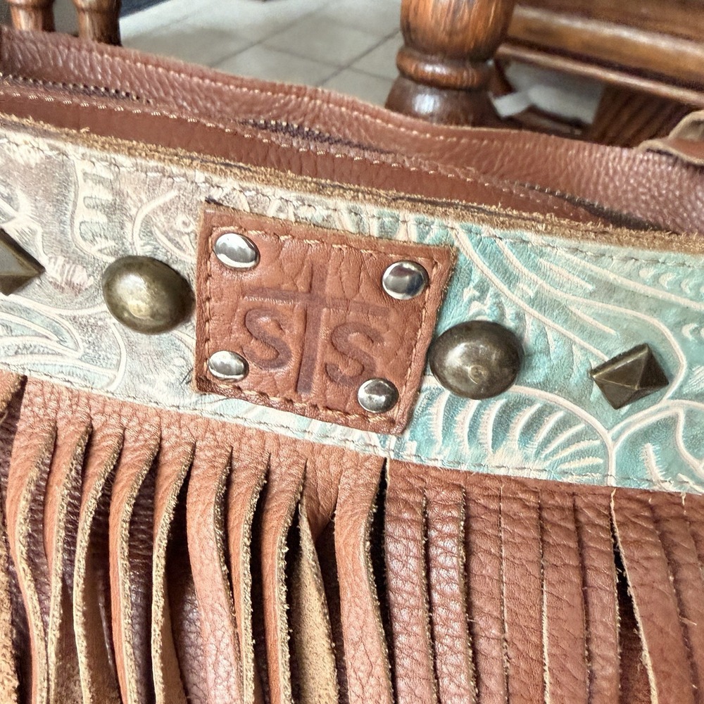 STS Ranchwear Boho Fringe Crossbody Purse Tan Leather Handbag Conceal Carry - Picture 2 of 16